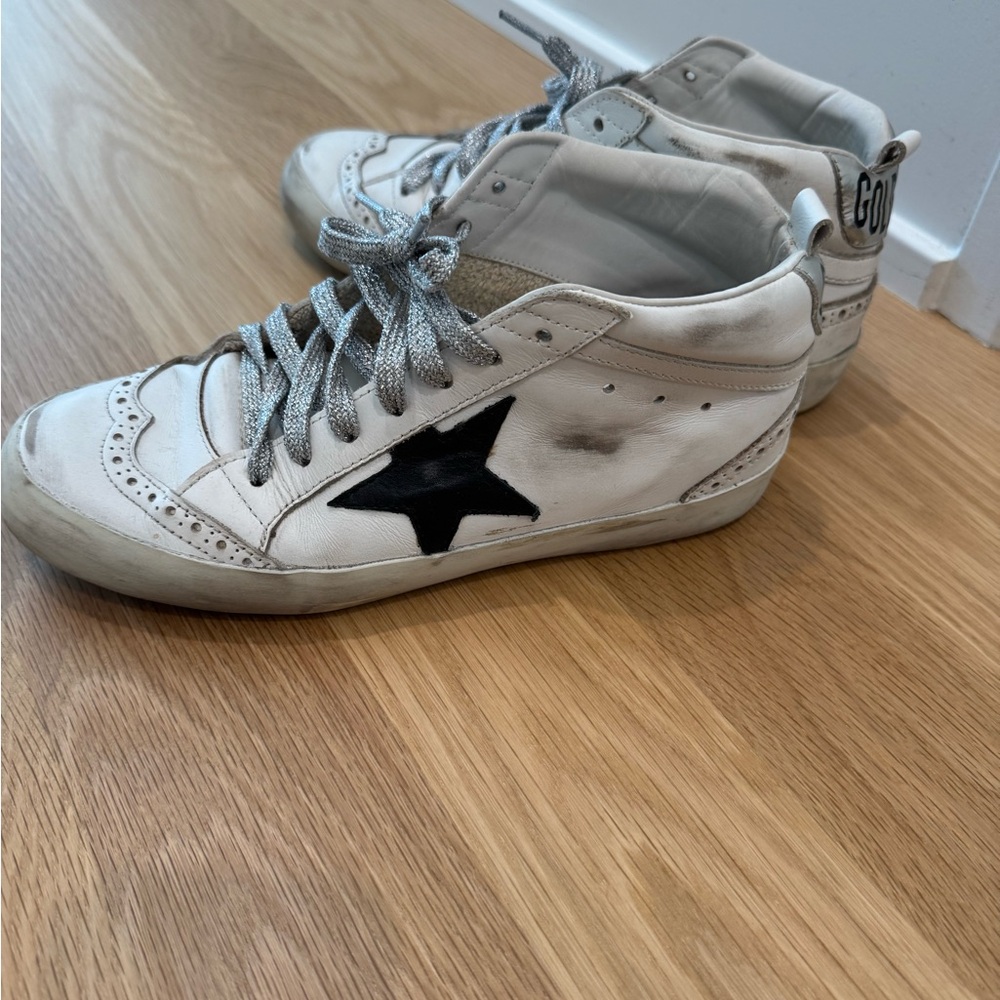 White High-Top Sneakers with Black Star